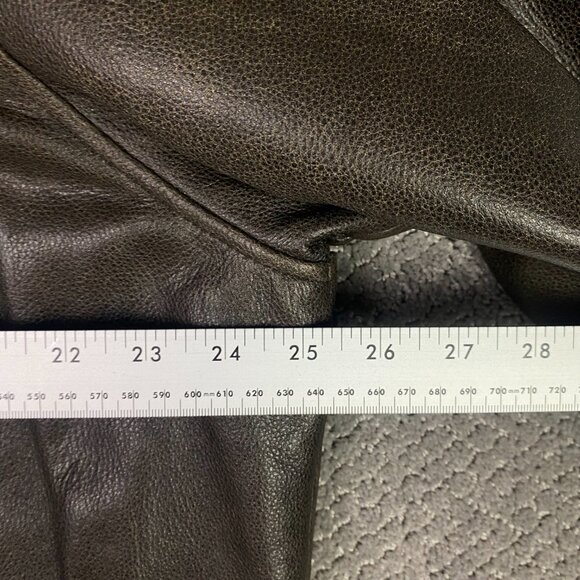 Eddie Bauer Leather Jacket Men's Large Short Brown Distressed Full Zip Bomber - Picture 9 of 15